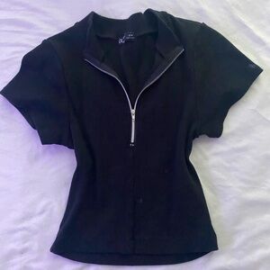 Aritzia Black Zip-Up Top